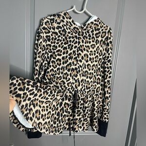 Kate Spade Animal Print leopard hoodie sweater size large